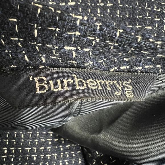 VTG BURBERRYS SPORTS SILK PLAID Navy Blue Blazer Sport Coat Jacket 38/40R - Picture 7 of 8